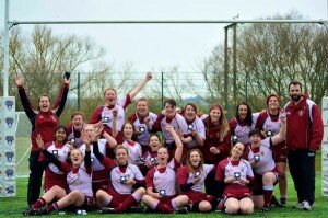 The victorious women's rugby union team 